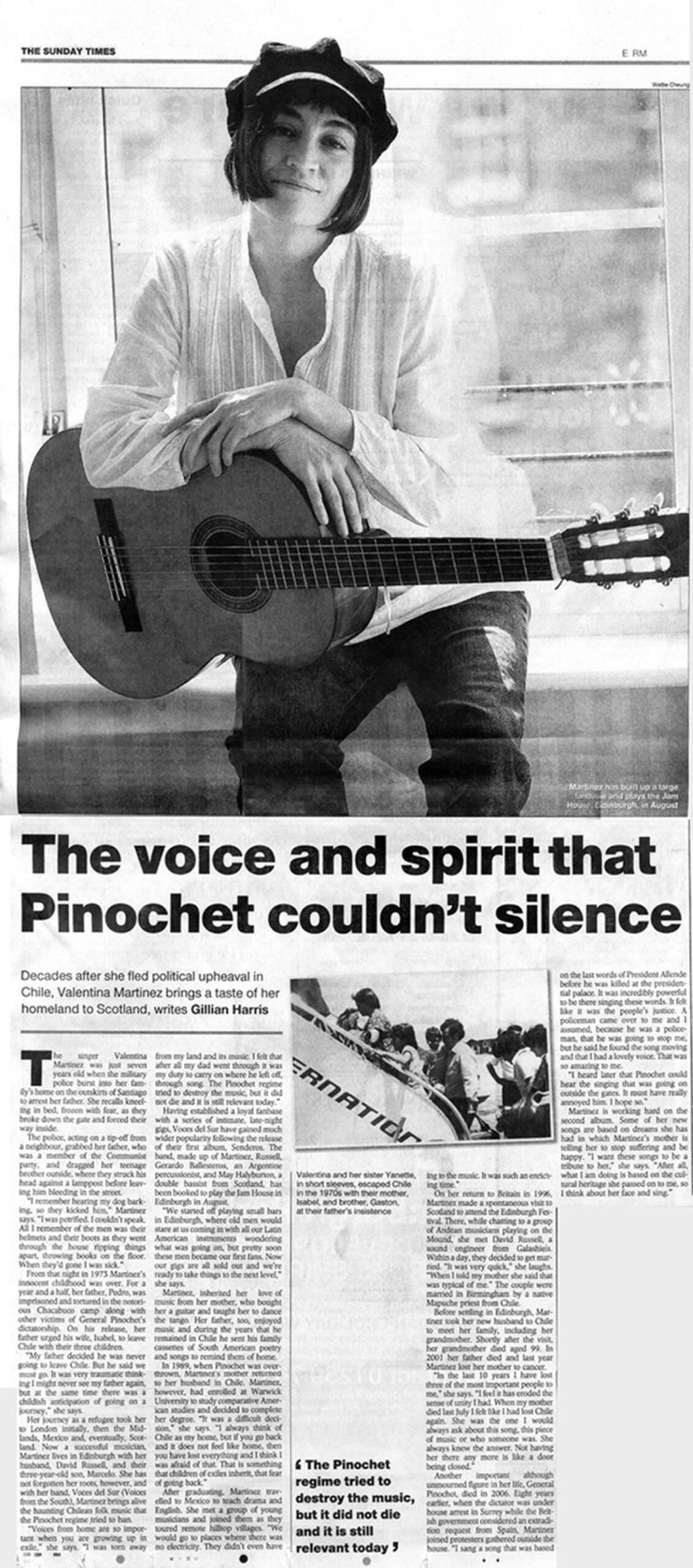 The Sunday Times – The voice Pinochet couldn’t silence