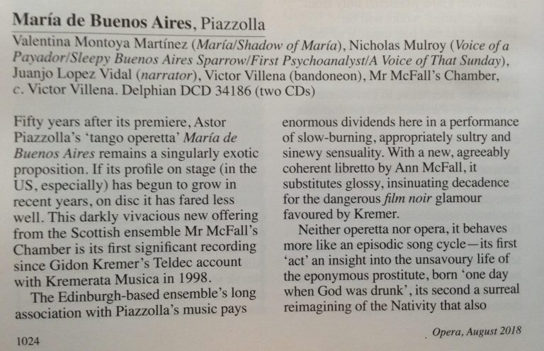 opera news review maria de buenos aires